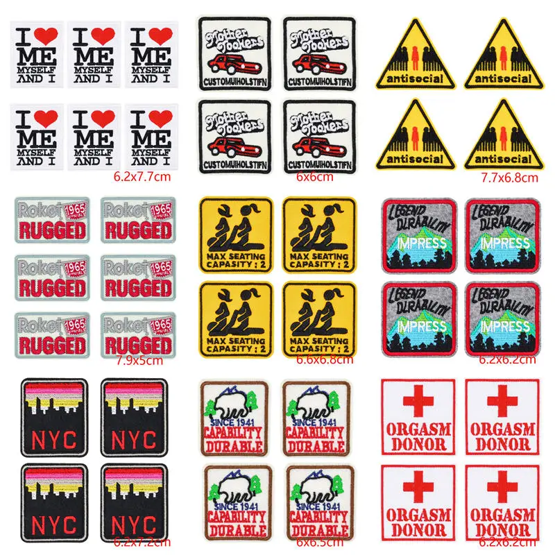 10PCS Wholesale Humor Style Patch Iron On Patches For Clothing Sticker Letter Embroidered Patches On Clothes Backpack Sewing DIY