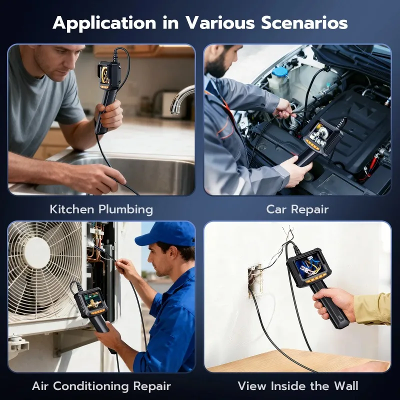 2.8inch Handheld Endoscope Camera with 8 Lights 16.4ft Semi-Rigid Snake Inspection Camera for Automotive,Sewer,HVAC, IP67