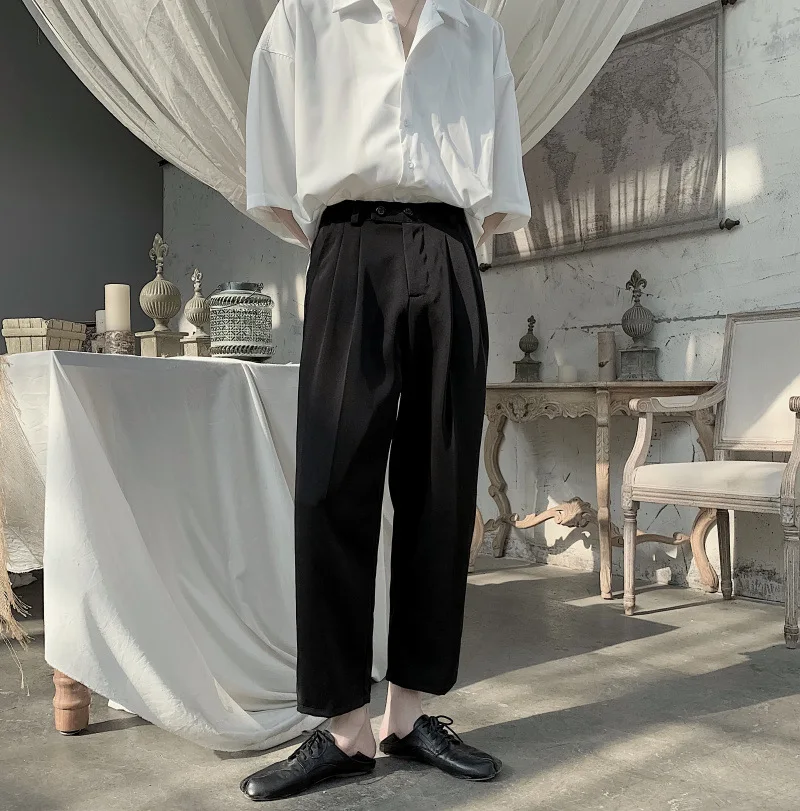 Costume tendance rétro pour hommes, pantalon occidental d'été coréen, nouveau Joker noir, pantalon droit, mode masculine, survêtement, pantalon de survêtement décontracté