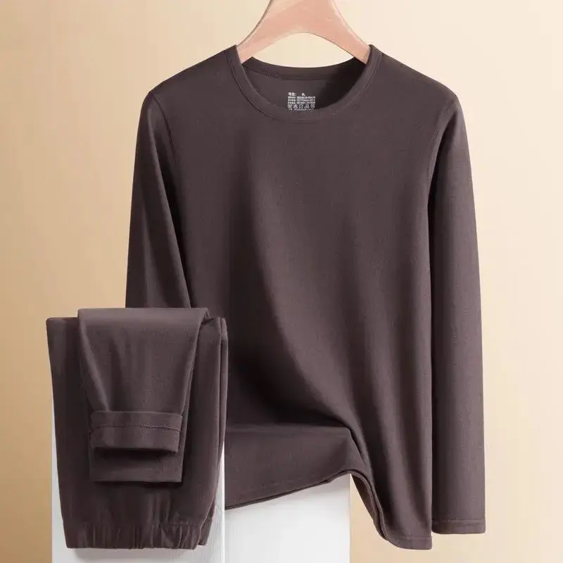 

Men's Heavyweight round Ne Pullover Velvet Base irt Trendy Casual Inner Wear Long Sve Long Pants Youth Autumn Winter N...