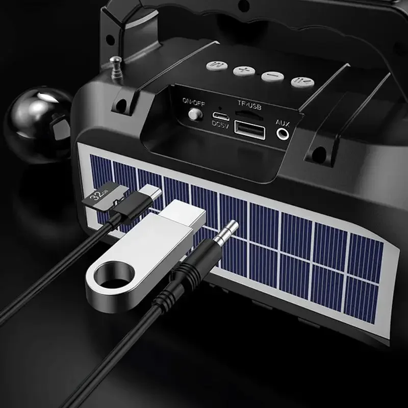 Outdoor Portable Wireless Caixa De Som Bluetooth Speaker Audio TF Card Insertion LED Light Flashlight Handheld Solar Charging