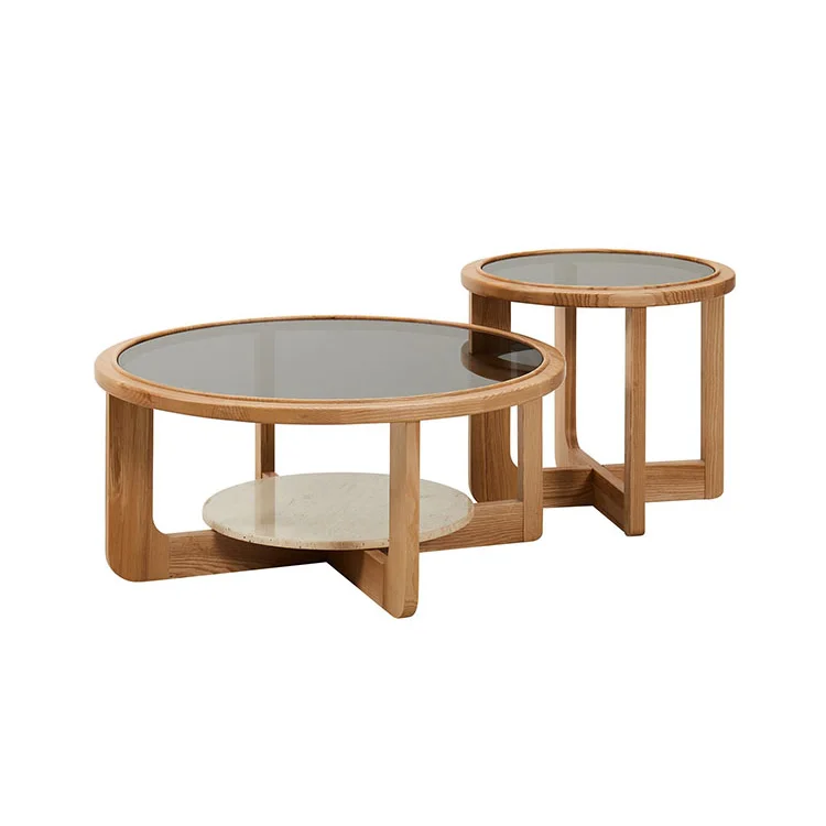 

Современный круглый обеденный стол в скандинавском стиле из дуба, журнальный столик для гостиной