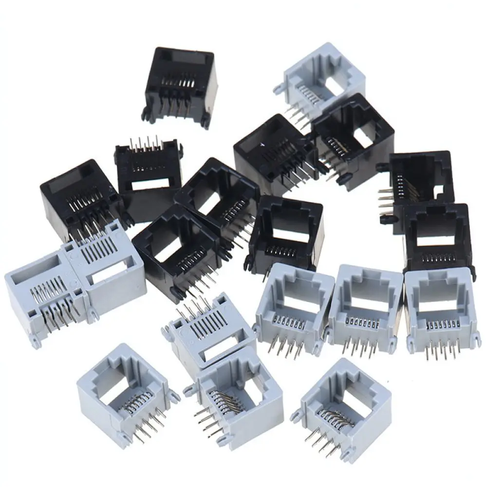 RJ11 RJ45 Modular Jack 8P8C Ethernet Telephone Connector Gray Wall Socket Network Port Communication Interface Wiring Module