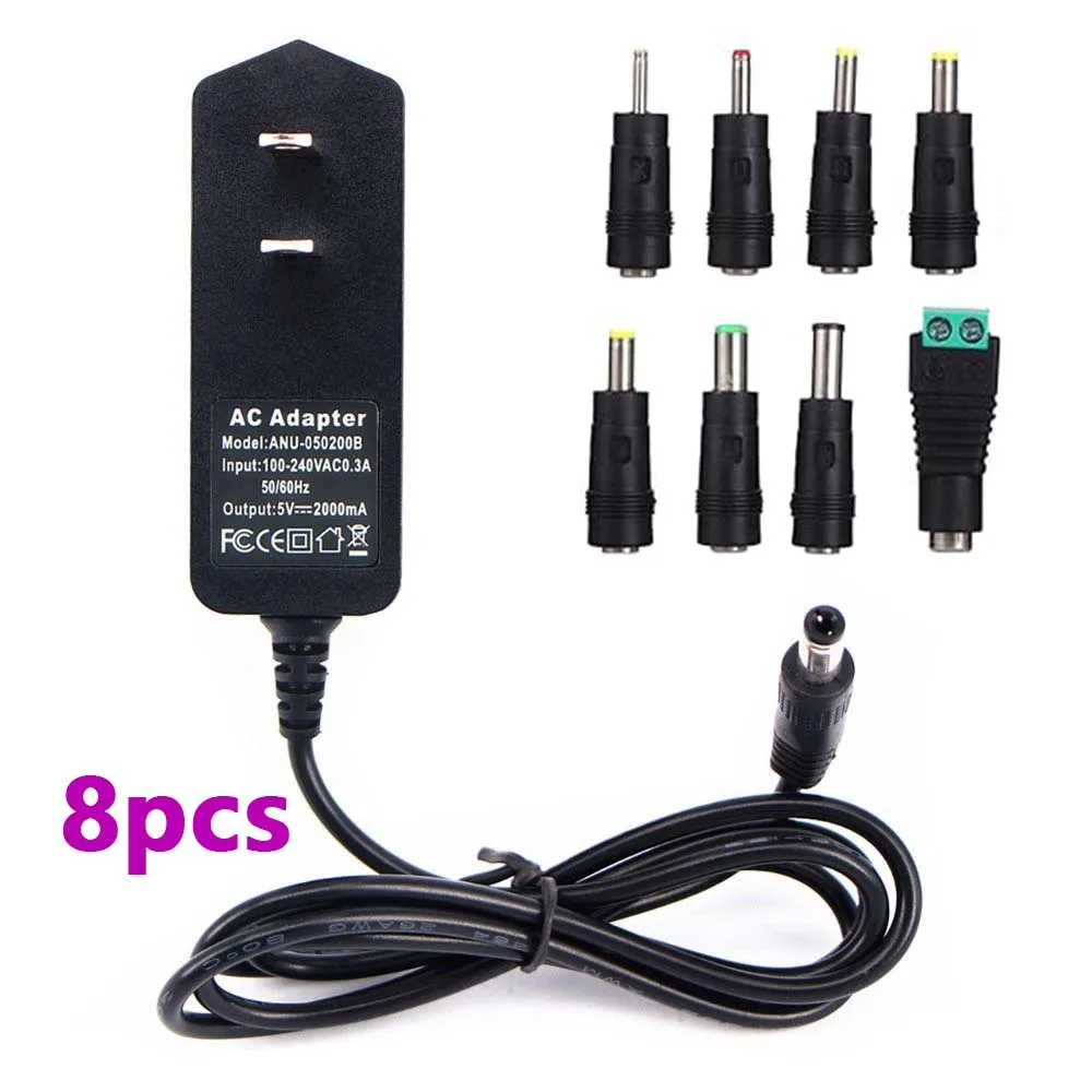 DC 5V 12V 24V Power Adapter Supply 5V 6V 8V 9V 12V 13V 15V 1A 2A 3 AC 110V - 220V Universal Wall Socket With 8 Connect 5.5X2.5mm
