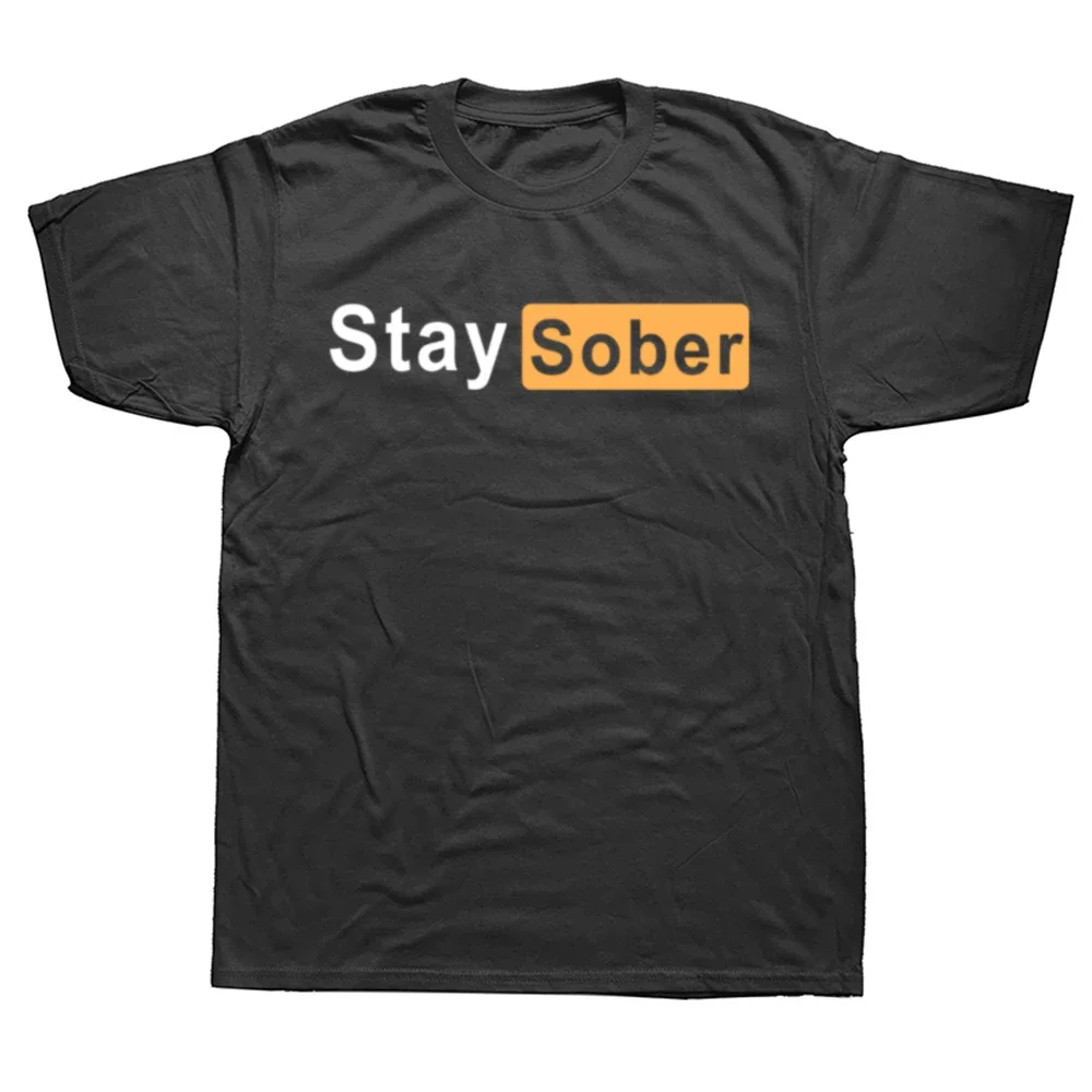 2025 nuevo modelo Stay Sober letra impresa Simple gráfico hombre camiseta Casual moda suelta Hip Hop Harajuku Unisex camiseta corta