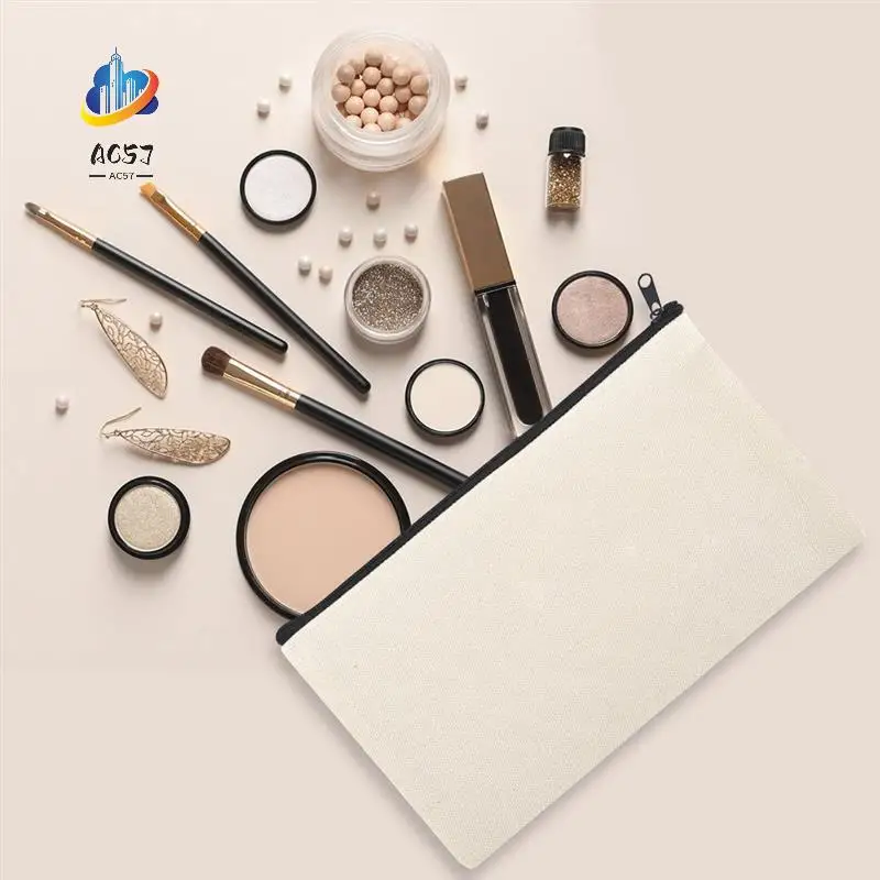 

AC57-100Pcs Pouch Canvas Bag Multi-Purpose Travel Toiletry Bag Canvas Zipper Pencil Case Makeup Bags