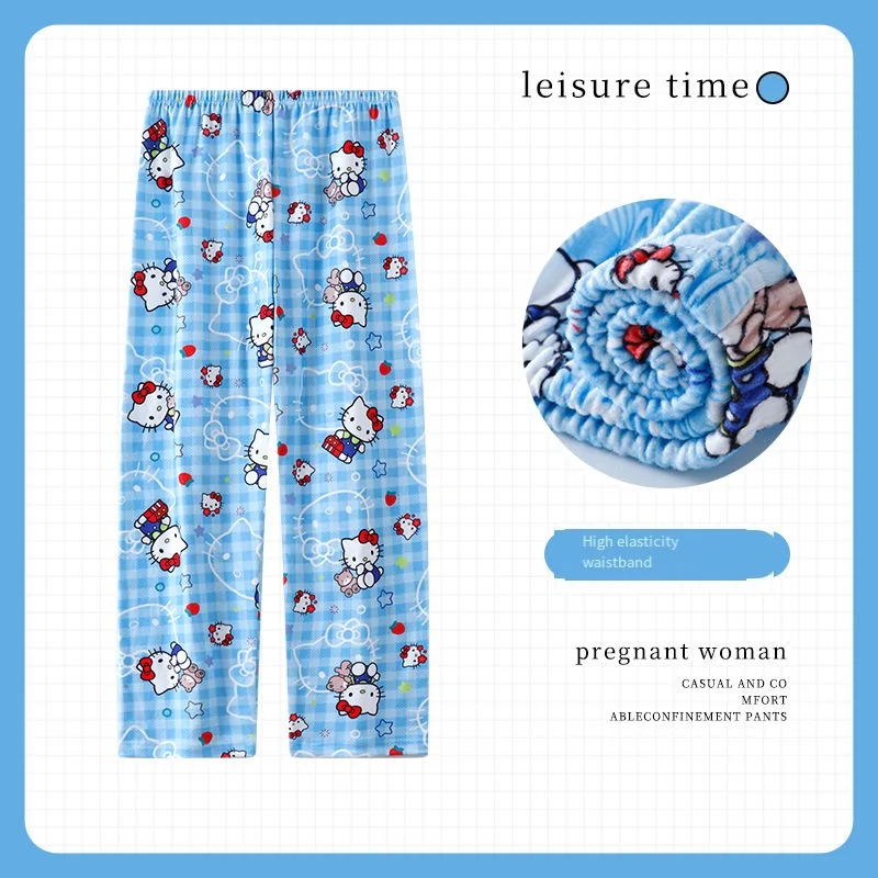 

Sanrio Hello Kitty Women's Sleeping Pants Cuteore Cartoon Autumn Winter Warm Pajama Pants Casual Sleepwear Trousers Home Clothes