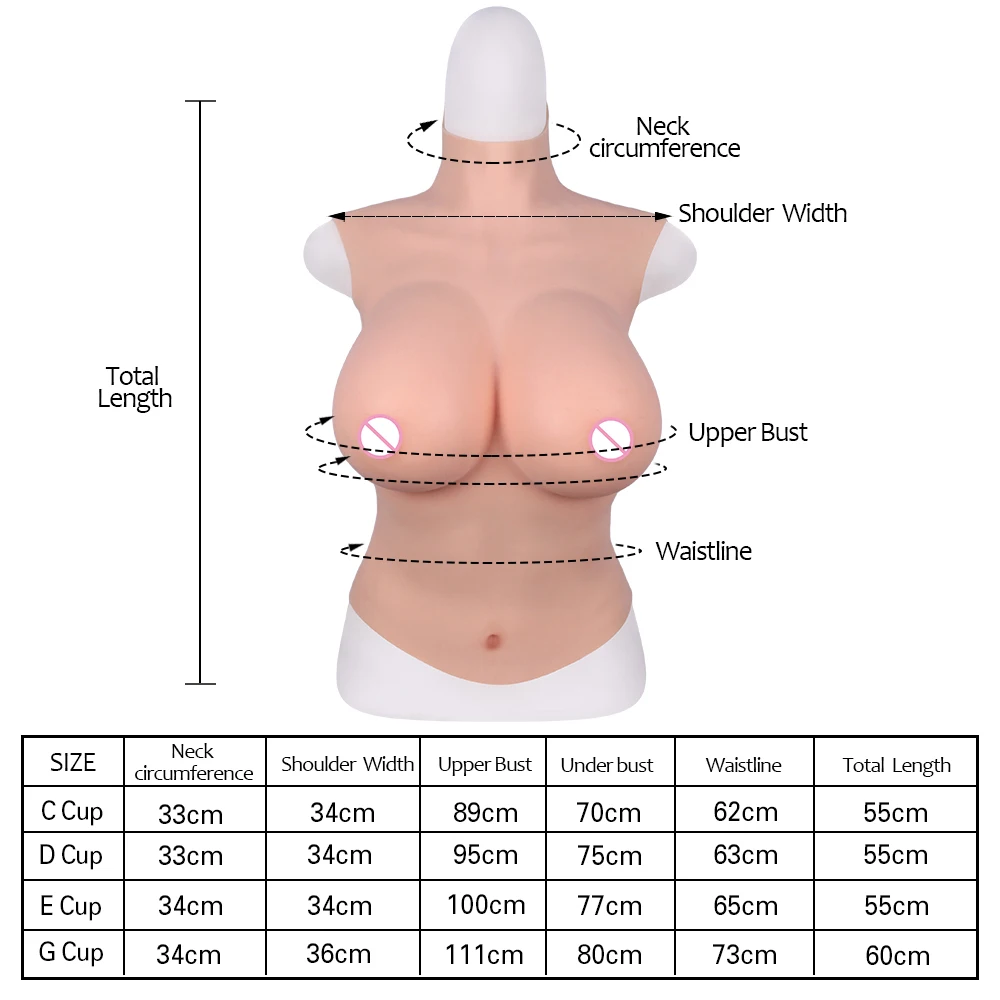 Tgirl CDEG Cup Big Fake Boobs Half Body Suit Artificial Silicone Breasts Cotton Filler False Tits Enhancer Crossdresser