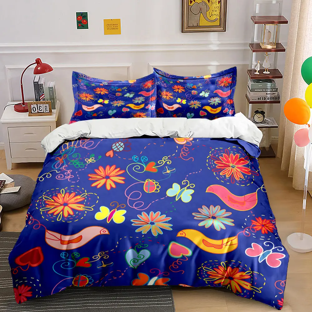 

Colorful floral bird butterfly pattern Bedding Set 1 Duvet Cover 2 Pillowcases for Adult and Children Luxury Gift Full Size