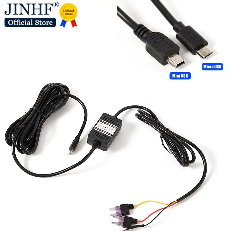 3.5m 12v-36v to 5v 2.5A Mini Micro USB Car Dash Camera Charger Adapter Cam Hard Wire DVR Hardwire 