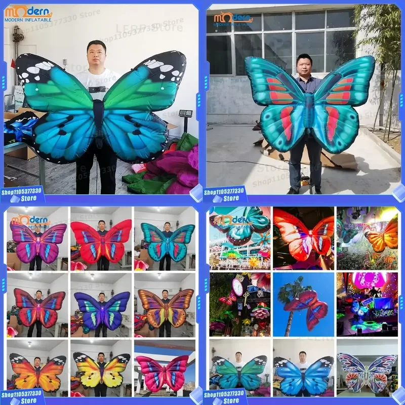 1.5m RGB LED Inflatable Butterfly Hanging Decoration 210D Oxford Cloth Customizable Color for Event Party Advertising Display