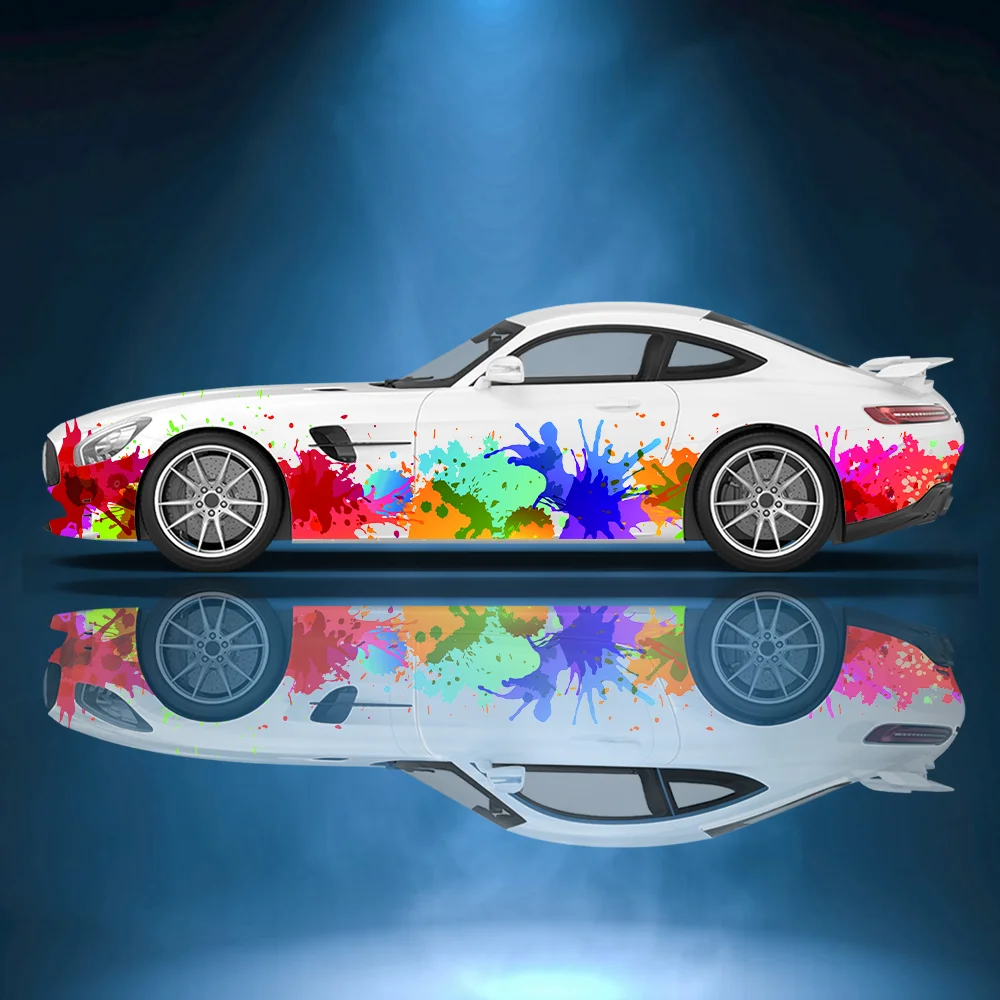 

Colour Art Graffiti Splashing Decor Car Side Sticker Vinyl Self-adhesive Paper Motorsport Paint Decal Suitable for Car Truck Suv