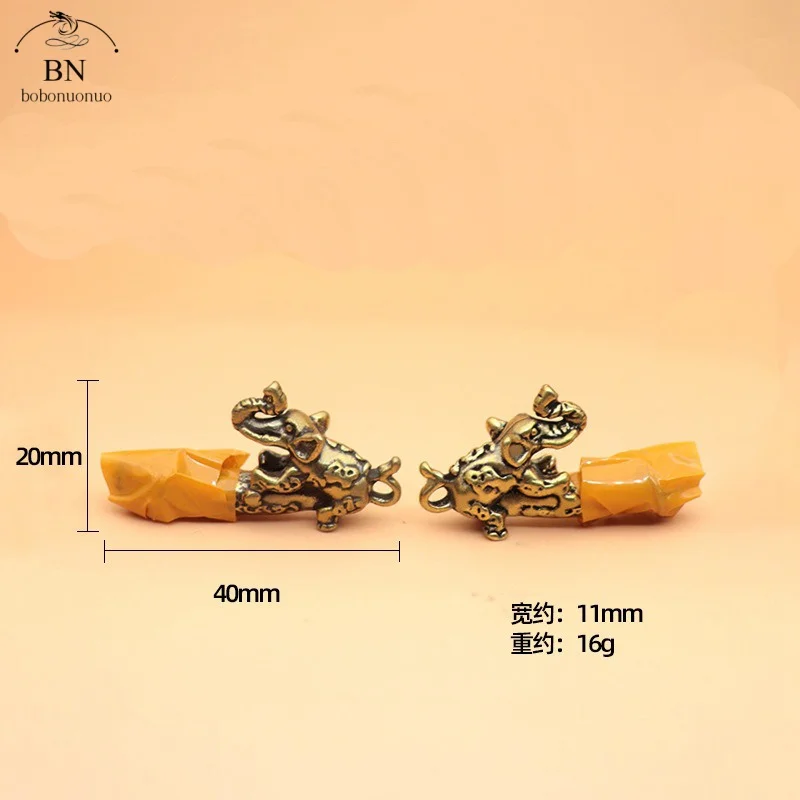 Vintage Cute Pure Brass Solid Elephant Root of life Key Ring Pendants Copper Metal Brass Animal Elephant Figurines Miniatures
