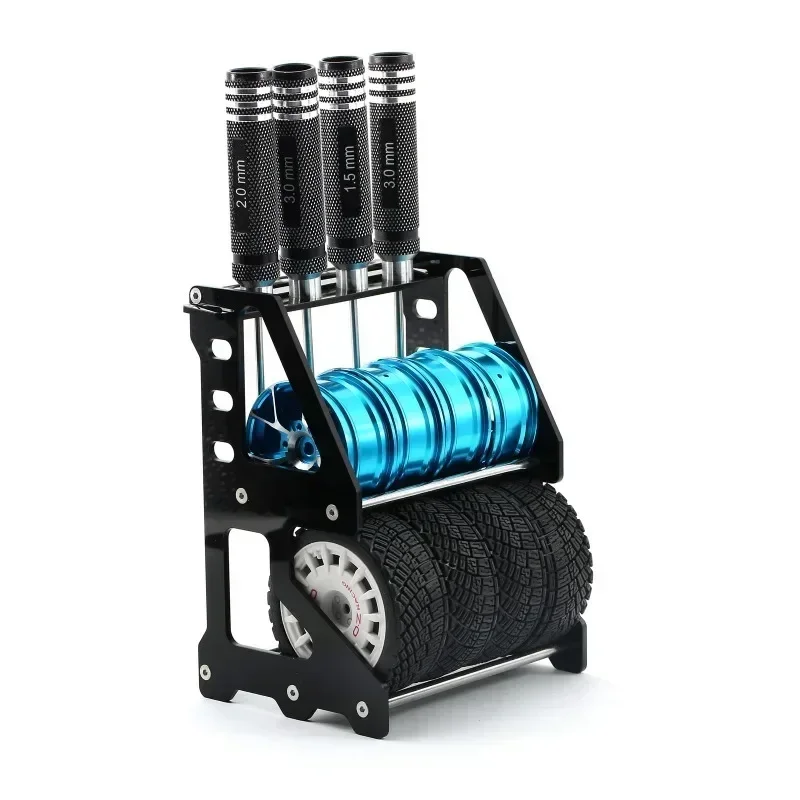 휠 타이어 랙 타이어 보관 랙 1/10 온로드 레이싱 랠리 드리프트 카 1/18 1/24 RC 크롤러 카 TRX4M SCX24용