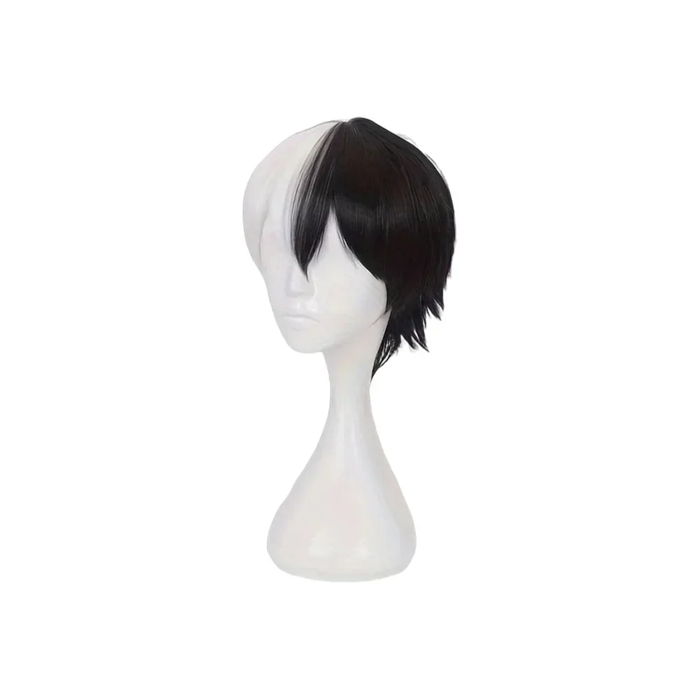 Anime Danganronpa Monokuma Wig Cosplay Costume Short White Black Synthetic Hair Halloween Party Heat Resistant Wigs