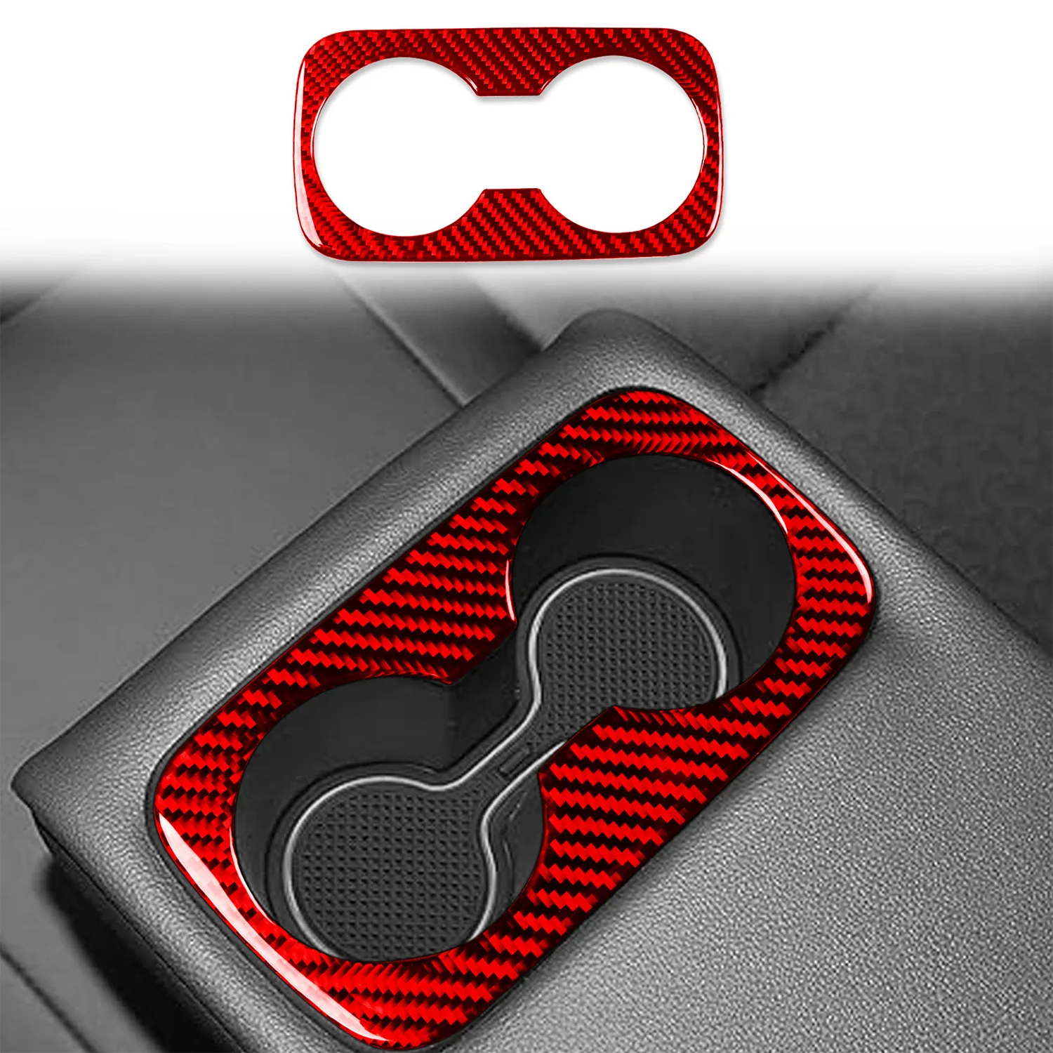 Car Accessories For Kia Sportage NQ5 2022 2023 2024 2025 Carbon Fiber Style Rear Row Water Cup Holder Cover Frame Trim 1pcs