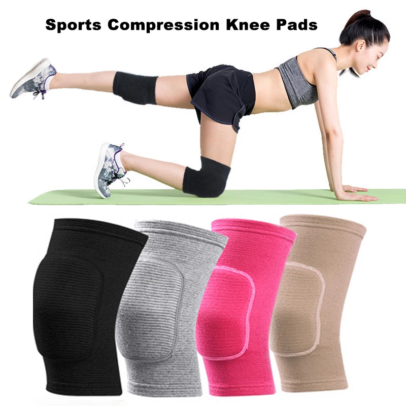 Genouillères de compression pour le sport, genouillères élastiques, éponge épaissie, orthèse de soutien pour l\'entraînement phtalaire, le yoga