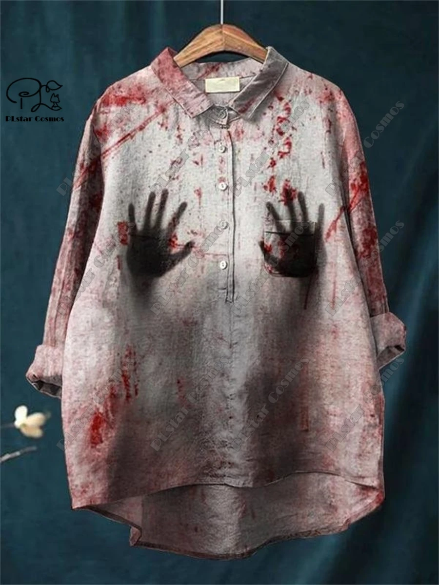PLSTAR COSMOS new 3D printed retro and cute floral animal printing ladies entertaining leisure and loose open -tube shirt D-11