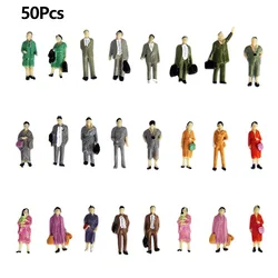 50pcs Model Trains HO Scale 1:87 Standing People Figure Different Poses Plastic Painted Figures Desk Decoration Gift To Kids