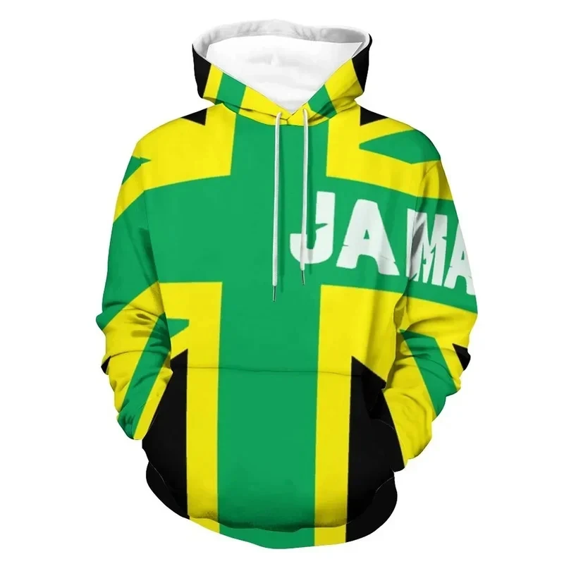 3D Print Jamaica Flag Graphic Hoodies Men Outdoor Casual Pullover Hoodie Long Sleeve Hooded Sweatshirt Autumn New Tops Hoodies