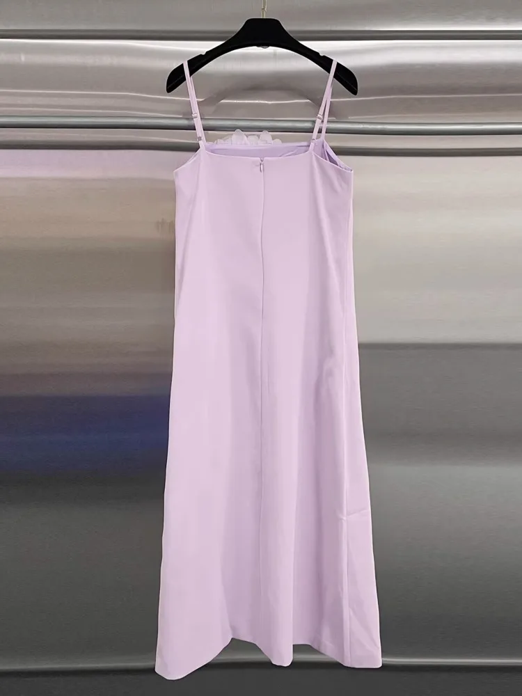 DFDG femmes printemps été rose 3D Floral Cami robe Maxi sans manches doux décontracté tenue de fête 2025 à la mode robe de mode féminine