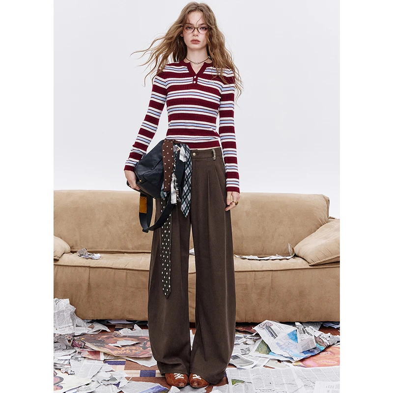 ELFSACK 2025 Autumn New Arrival Casual Loose Solid Color Sickle Pants For Woman