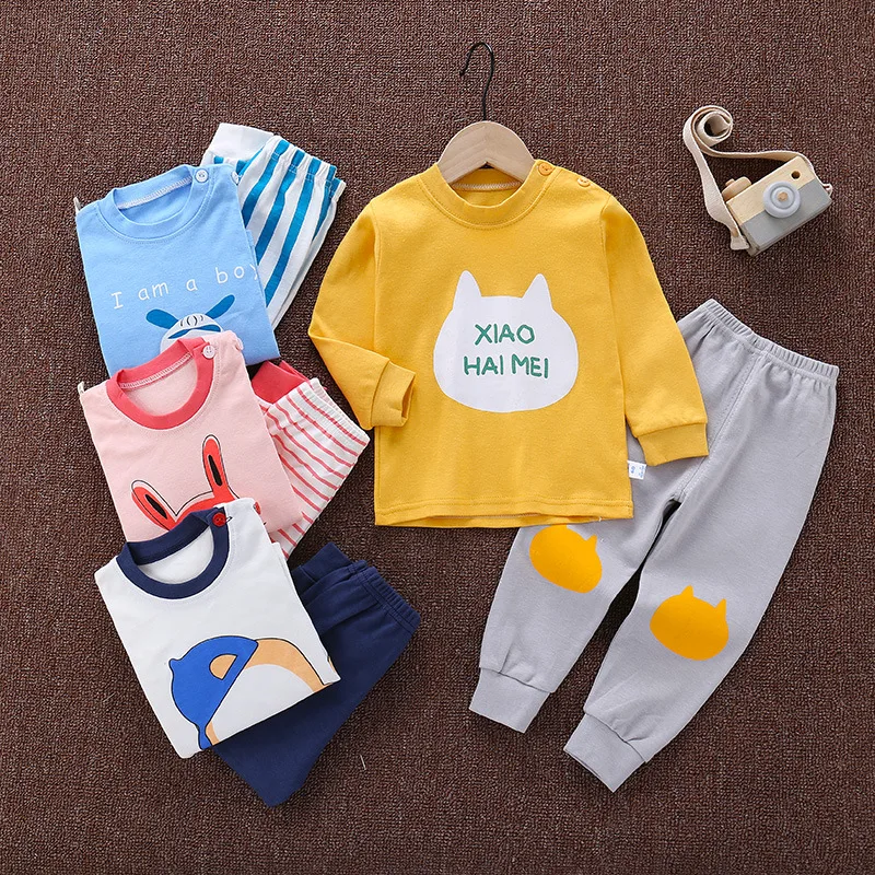 

2PCS Children's Cartoon T-shirt + Pants Sets Kids Cotton Clothes Autumn Casual Pyjamas for Baby Boys Girls Clothing Toddler Suit