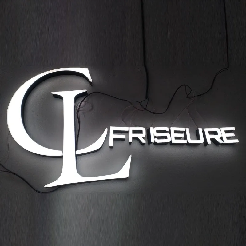 Custom Outdoor Face Lit Acrylic Led Channel Letter  Exterior 3D Rimless Advertising LED Shop Sign