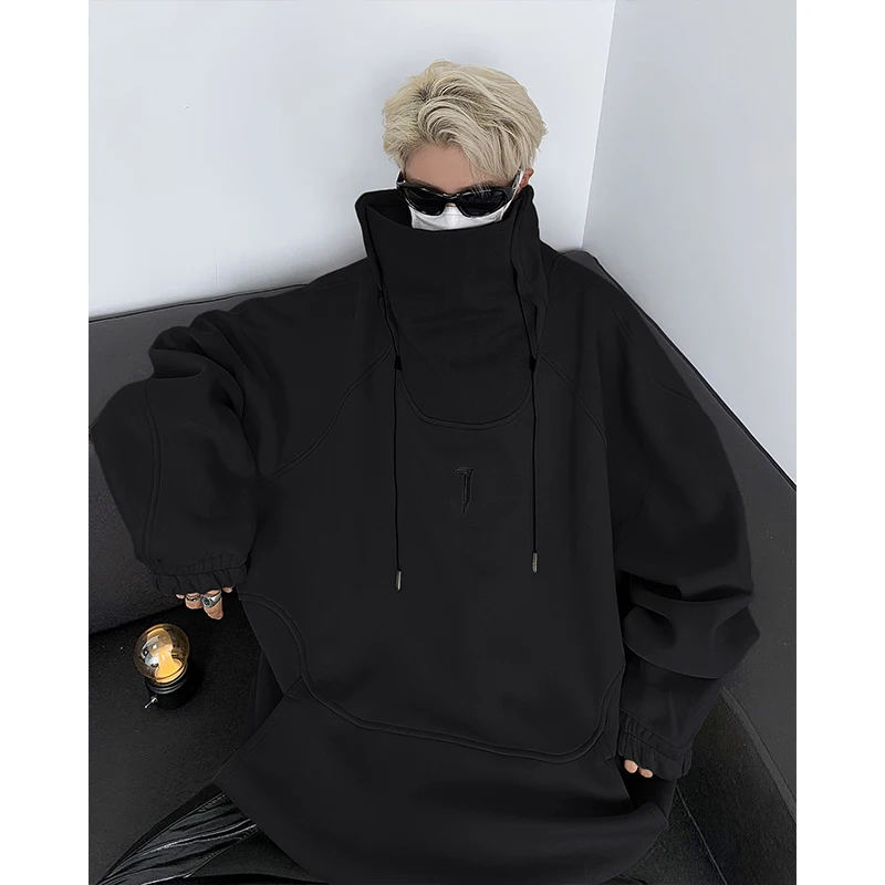 Men Hoodies Solid Turtlenck Sweatshirt High quality High Street Loose Unisex Oversize Fashion Pullover Hoodie Japanese Korea