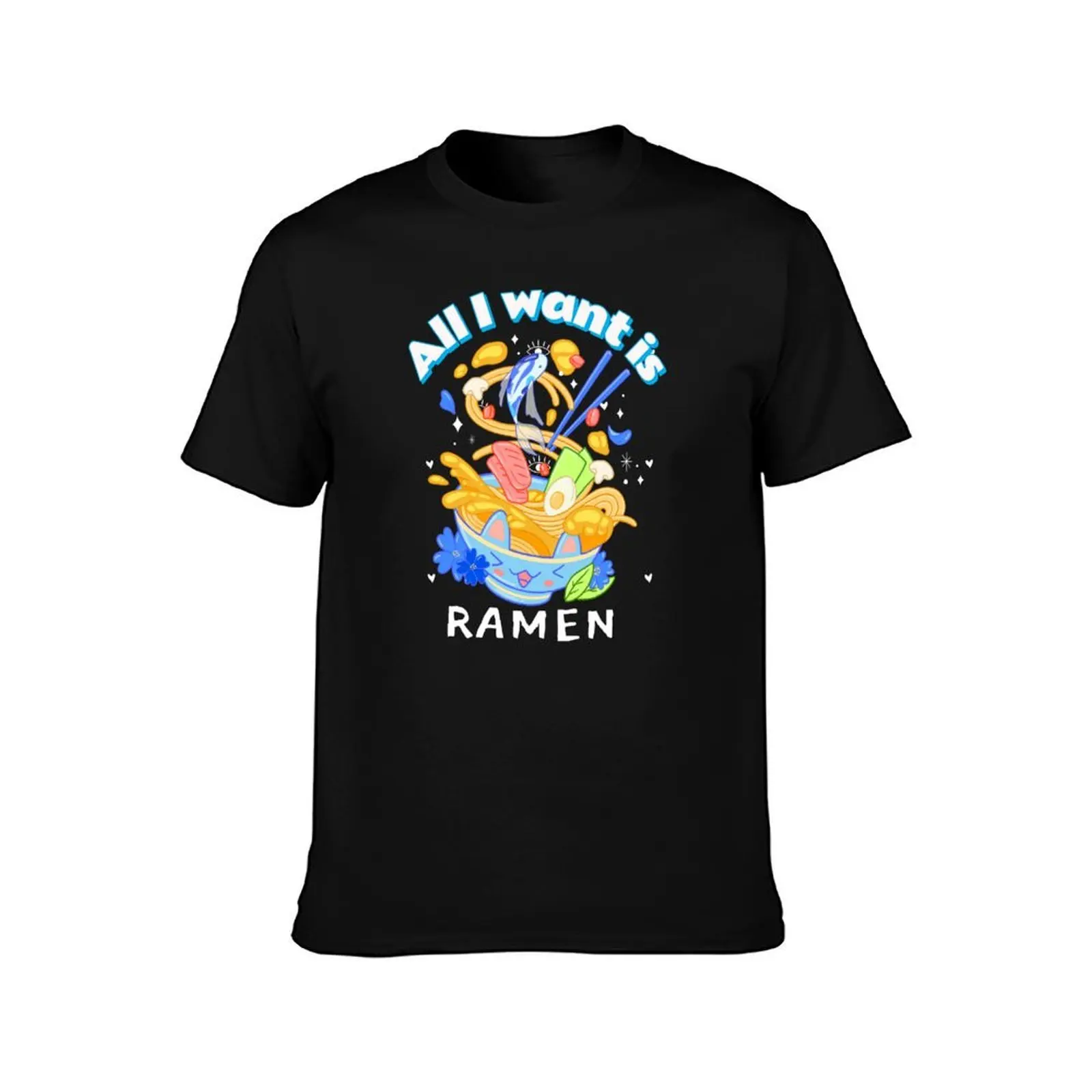 All I want is Ramen T-Shirt Summer Casual Cotton Tee Oversized Streetwear Tops Vintage Graphic Print Loose Fit Short Sleeve