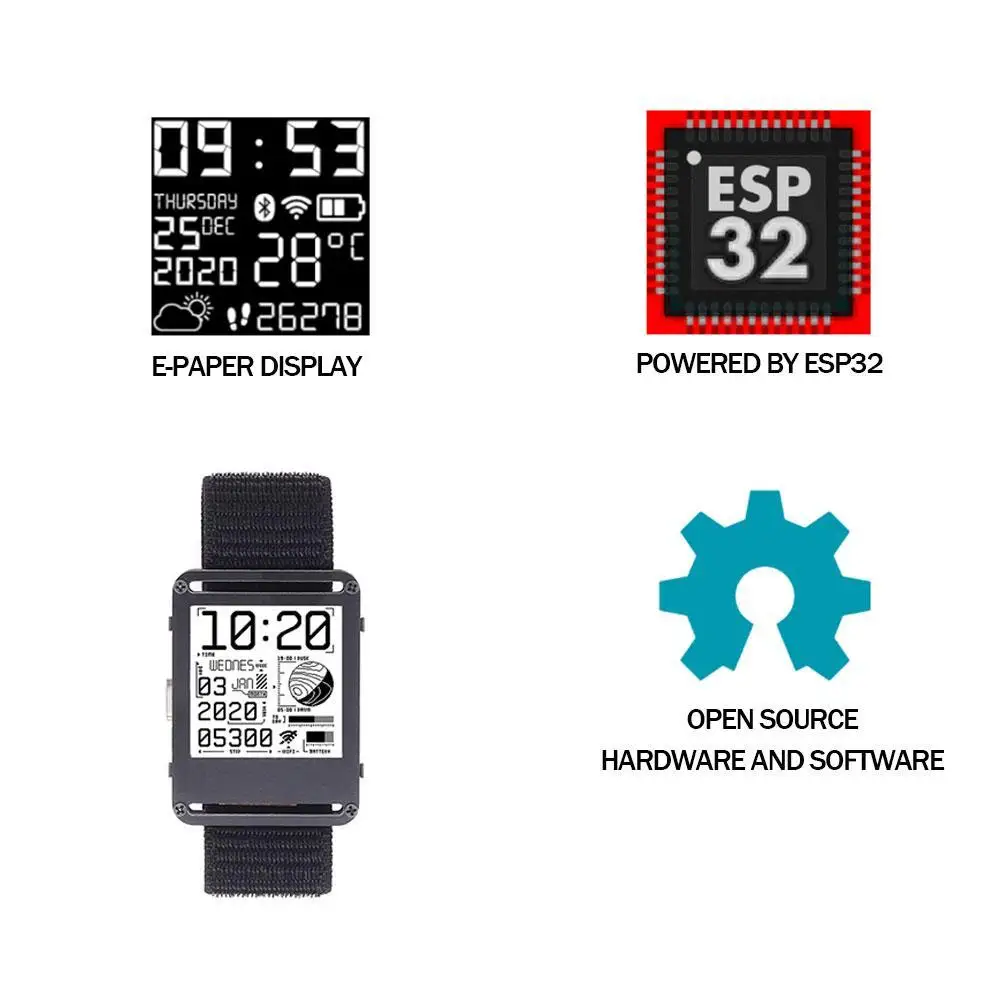 Watchy ESP32 Smart Watch Programmable Open-source Electronic Watch 1.54in Screen Wi-Fi Bluetooth LE Connection E-Watch E-Paper