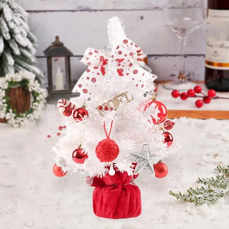 Mini Christmas Tree Tabletop Mini Rotating Christmas Tree Music Box Figurine Artificial Flocked Tree With Light For Home