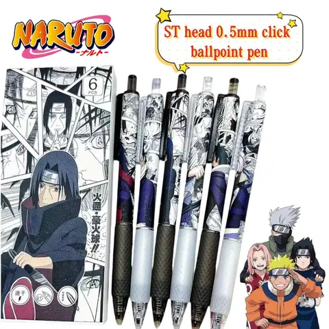 New Naruto anime merchandise cartoon quiz pen ST0.5mm quick-dry retractable gel pen student exam pen male anime carbon black pen