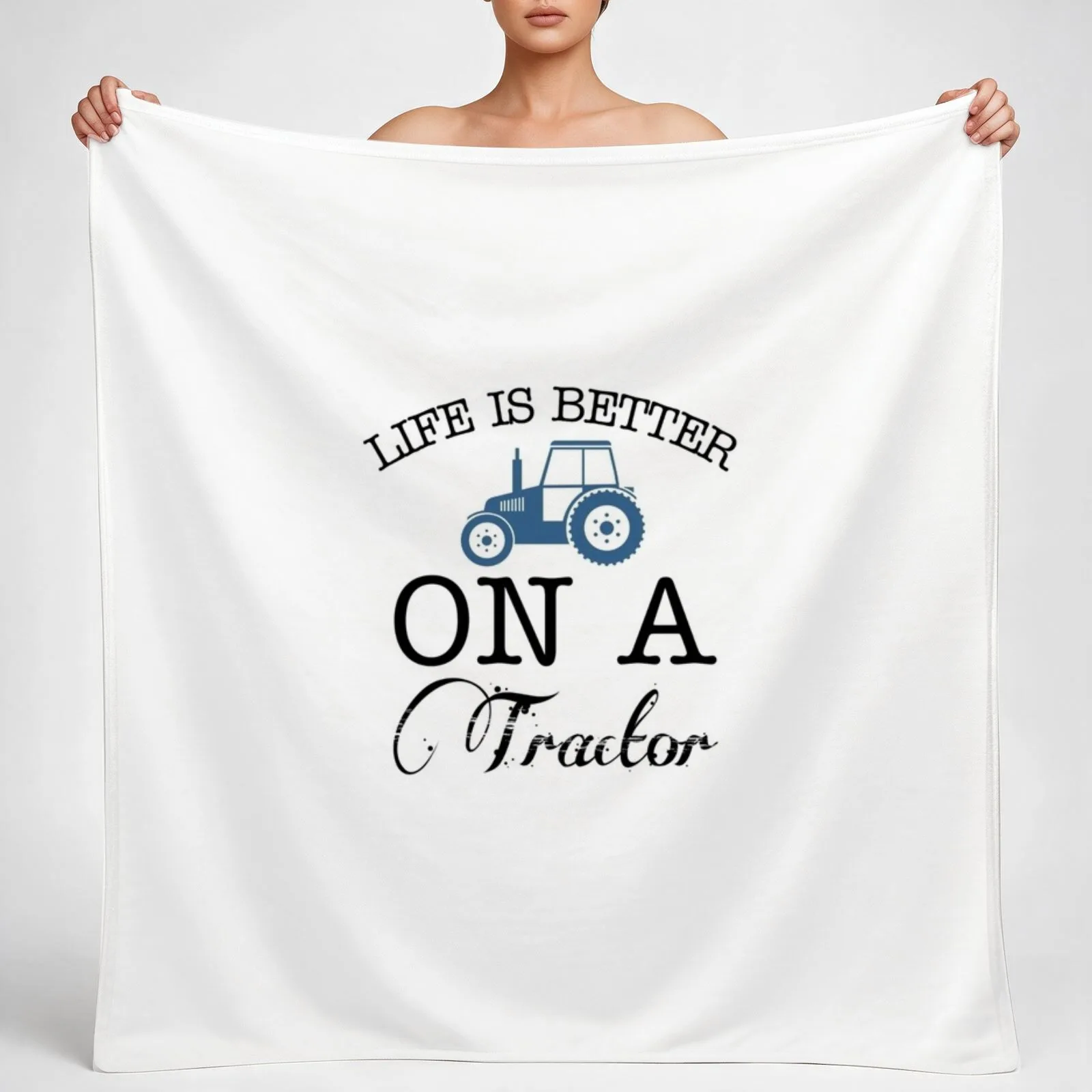 life is better on a tractor Throw Blanket couch cozy soft plush fuzzy picnic outdoor blanket