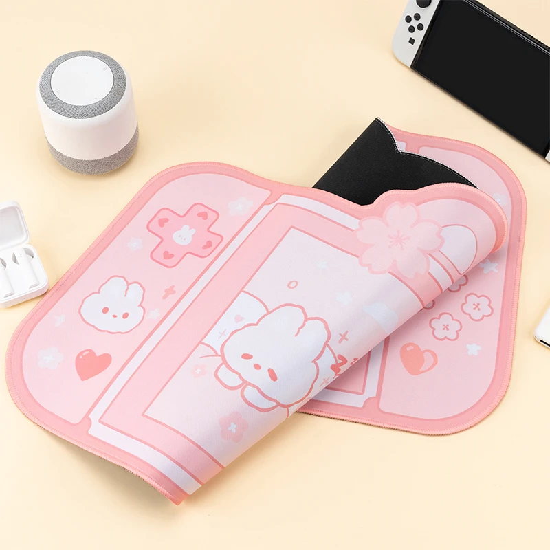 Tapis de souris de jeu Kawaii pour ordinateur portable, rose, lapin, média, polymères de bureau, eau verte, ordinateur portable, sous-souris, tablette, accessoires de bureau