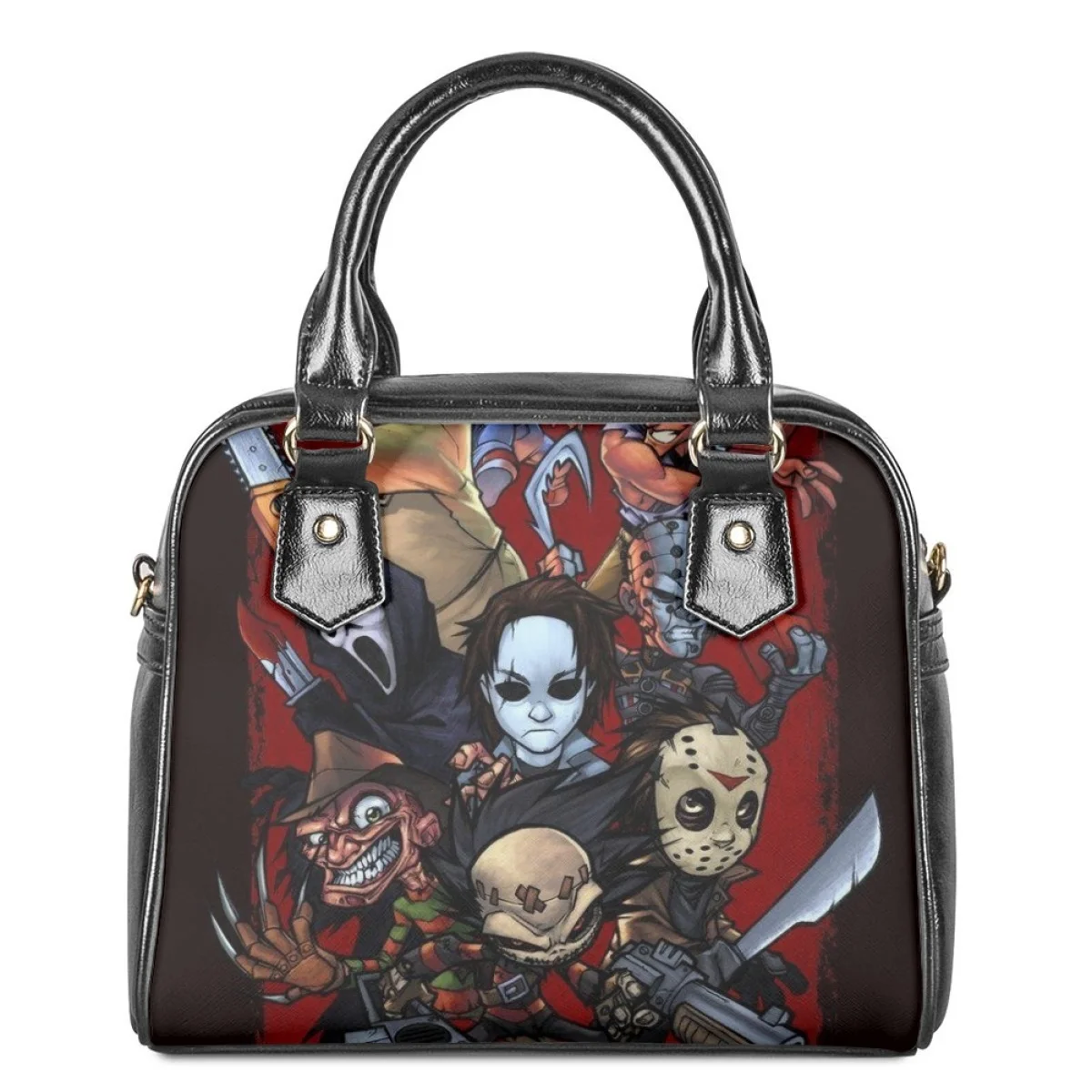 Halloween Horror Movie Friends Printed Crossbody Bag for Women Adjustable Casual Small Shoulder Bag Classic Shopping Party Tote