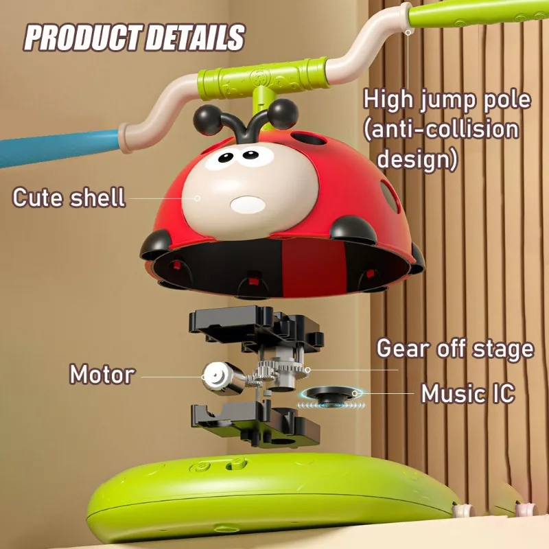 Ladybug Kids Outdoor Exercise Toy Multifunction Rope Skipping Machine Ferrule Jump Rocket Launcher Play for Kid Gifts