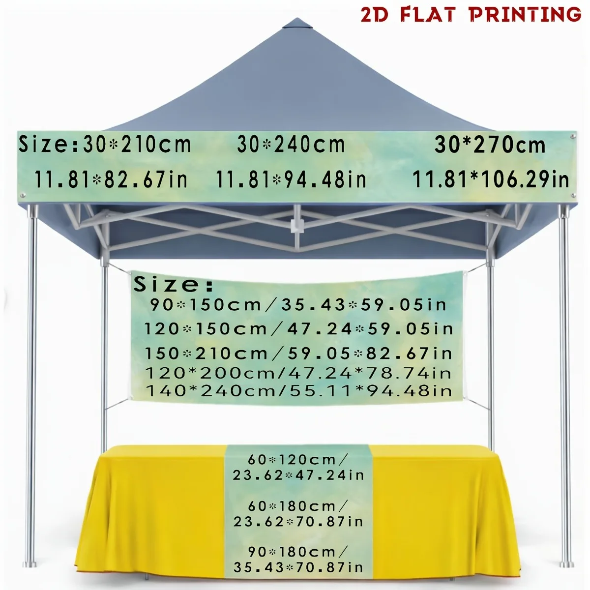 Personalized Logo Table Runner Tent Banner Bundle Custom Booth Branding Kit for Market Display Business Events