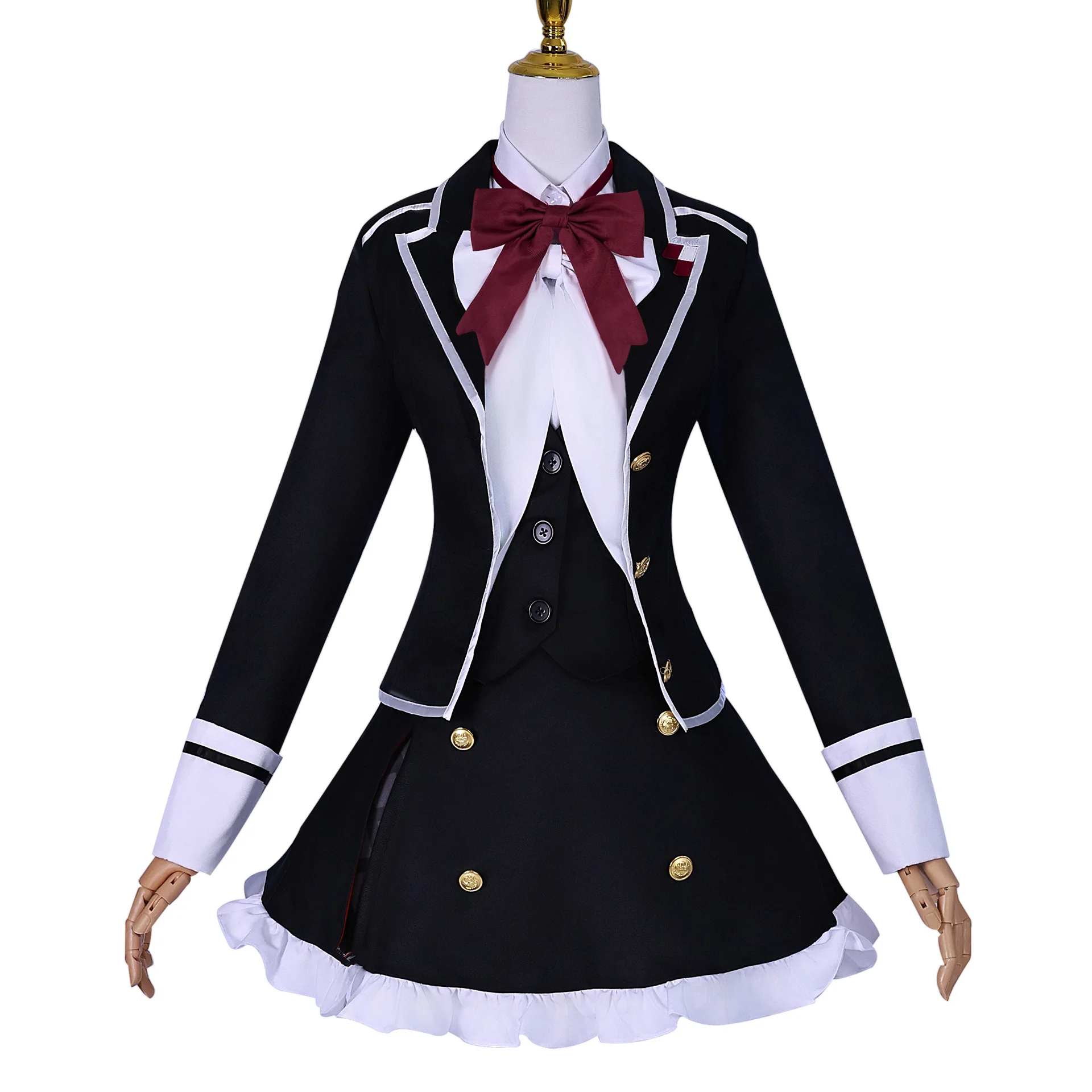 Komori Yui Cosplay Costume Game Diabolik Lovers School Uniform Dress Wig Full Set Uniform Halloween Carnival Clothing for Girls