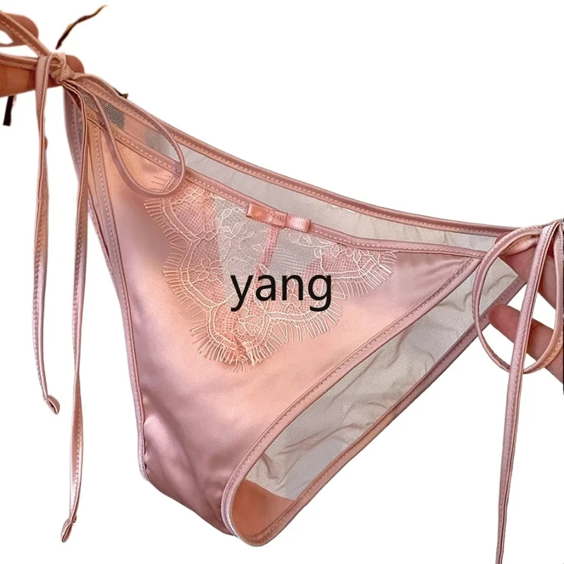 

Yjq French court style lace thin tie-up panties girls can untie satin on both sides