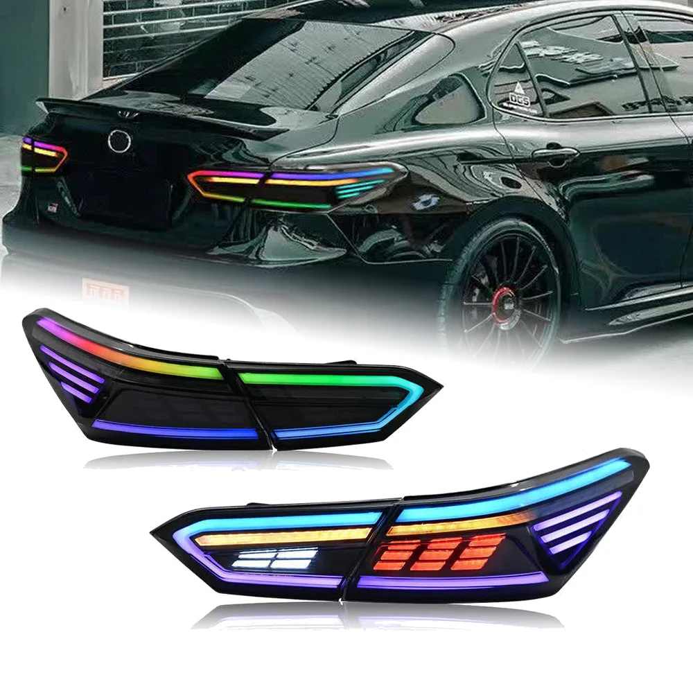 LED Tail Lights Assembly Start UP Animation 2018-2024 DRL RGB Car Rear Back Lamps for Toyota Camry