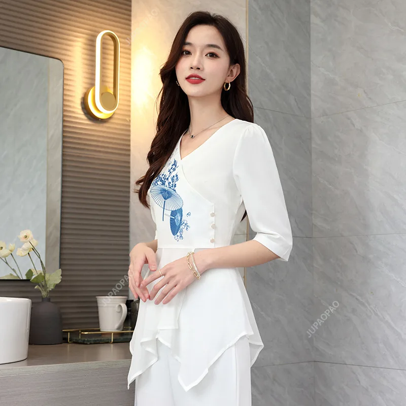 Elegant Temperament Spa Uniforms Women Workwear Beauty Fashion Clothing Beautician Work Clothes Beauty Salon Artist Uniform Set