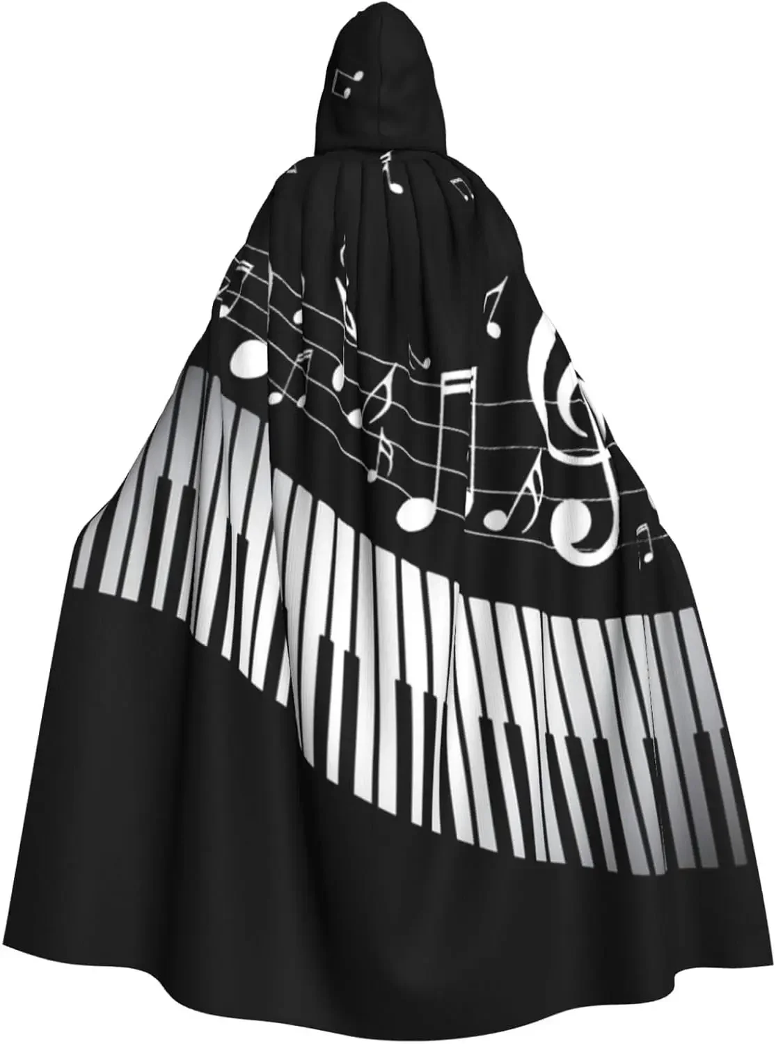 

Piano Pattern HD Printed Hooded Cape Witch Medieval Costume Cosplay Halloween Vampire Cloak Fashion Unisex Clothing
