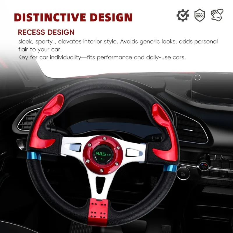 Universal Automotive 320mm Steering Wheel PU Material Quick Installation Applicable for Most Vehicles Car Modification Parts