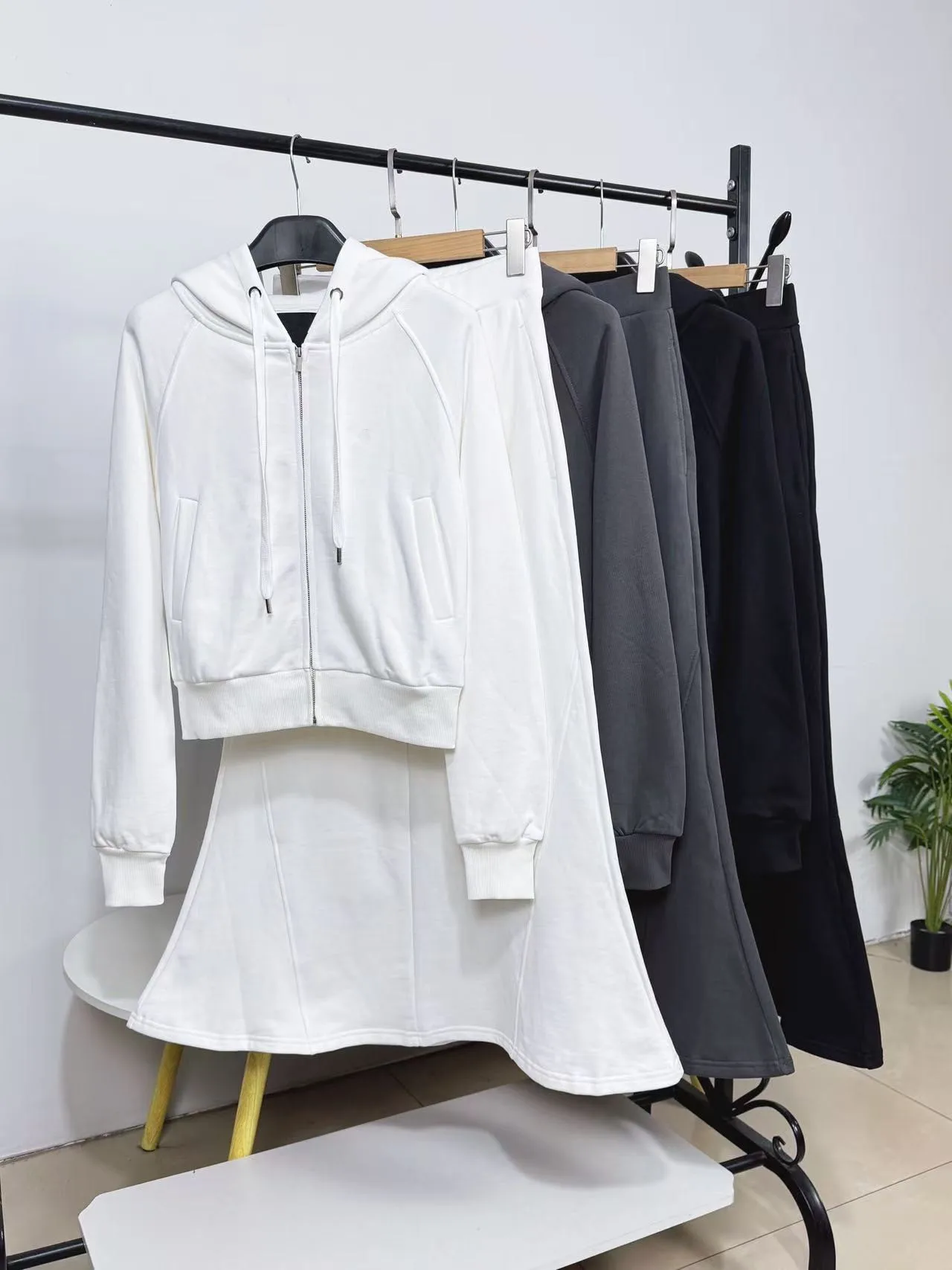

Cotton Hoodie ort Sve Long Skirt Set Women's Loose Fit Faionable Autumn Outfit Two-Piece Set Casual Comfortable Sle