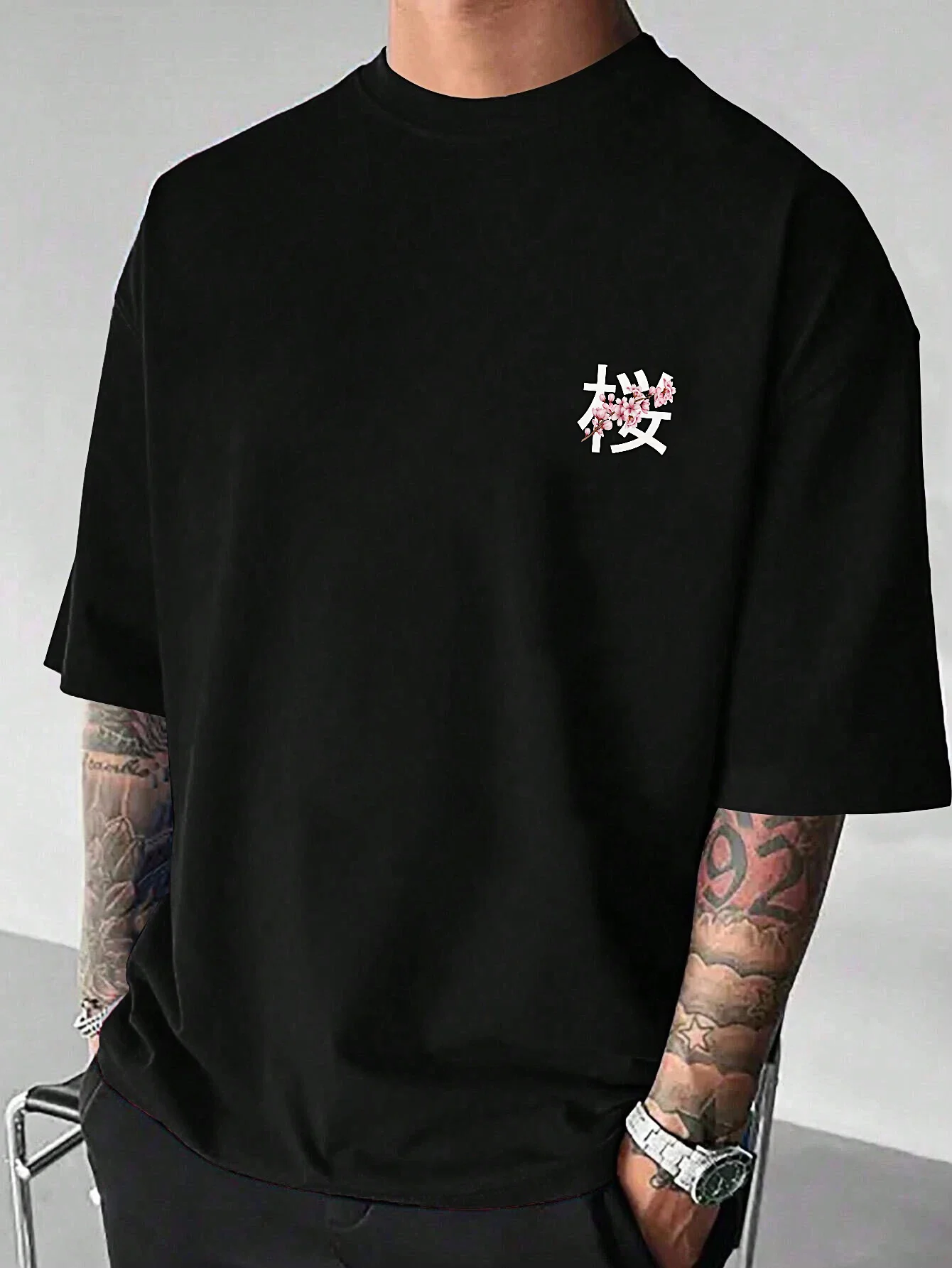Men's Short-sleeved T-shirt 100% Cotton Japanese Cherry Blossom Print Fashion Casual Round Neck Cool Breathable Outdoors Summer