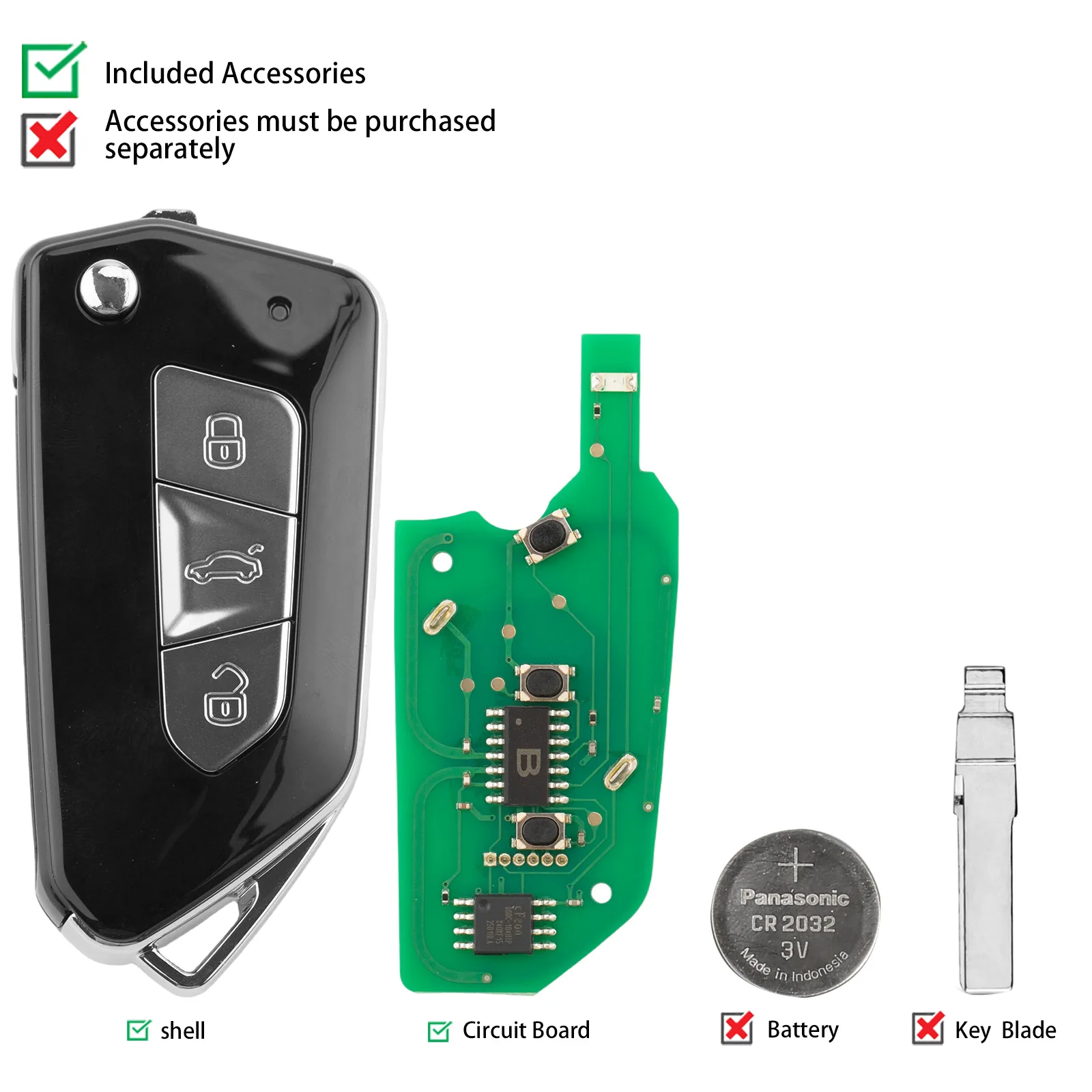 KEYDIY KD B34-3 Universal Flip Remote Key 3 Buttons Compatible with VW Type