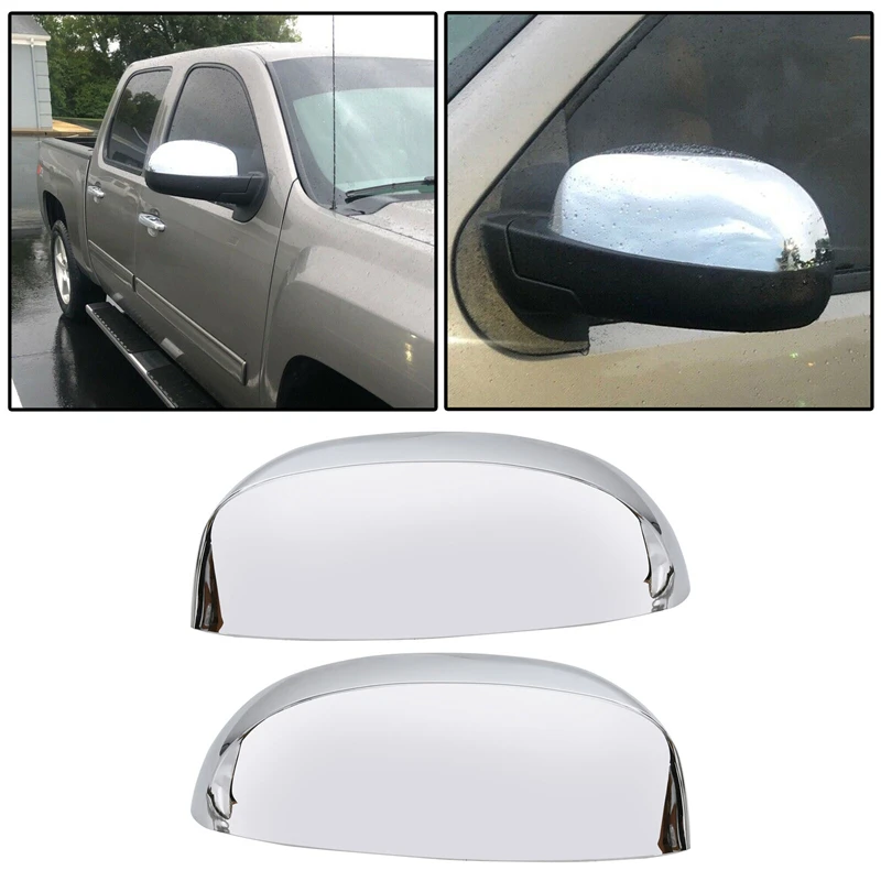 

2pcs Chrome Side Rearview Mirror Cover Cap For Chevy Silverado 2007-2013 Top Mirrors Cover Replacement