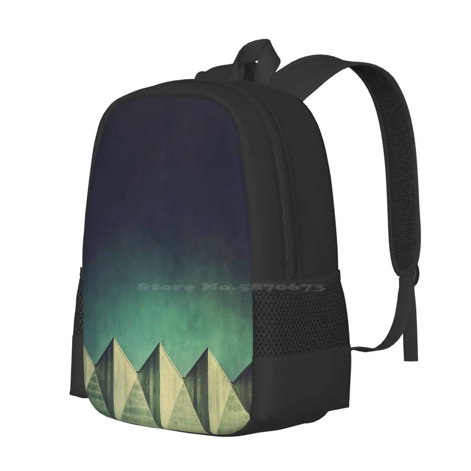 Urban Geometric Landscape Skyline Pattern Design Bag Student'S Backpack Urban Landscape Geometric Geometry Skyline Triangle