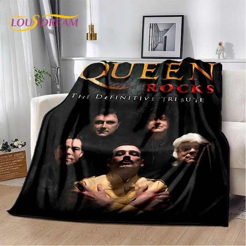 Couverture en peluche douce Freddie Mercury Queen Rock Band, couverture au glouton pour salon, chambre à coucher, lit, canapé, housse de pique-nique